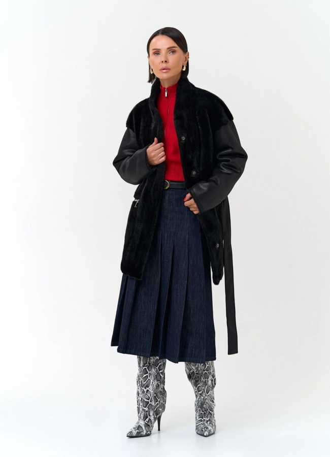 Женская дубленка из эко меха модель № 33897 в кредит
