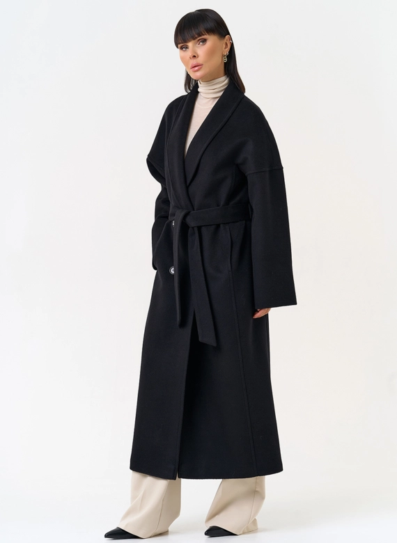 Женское пальто с воротником шаль