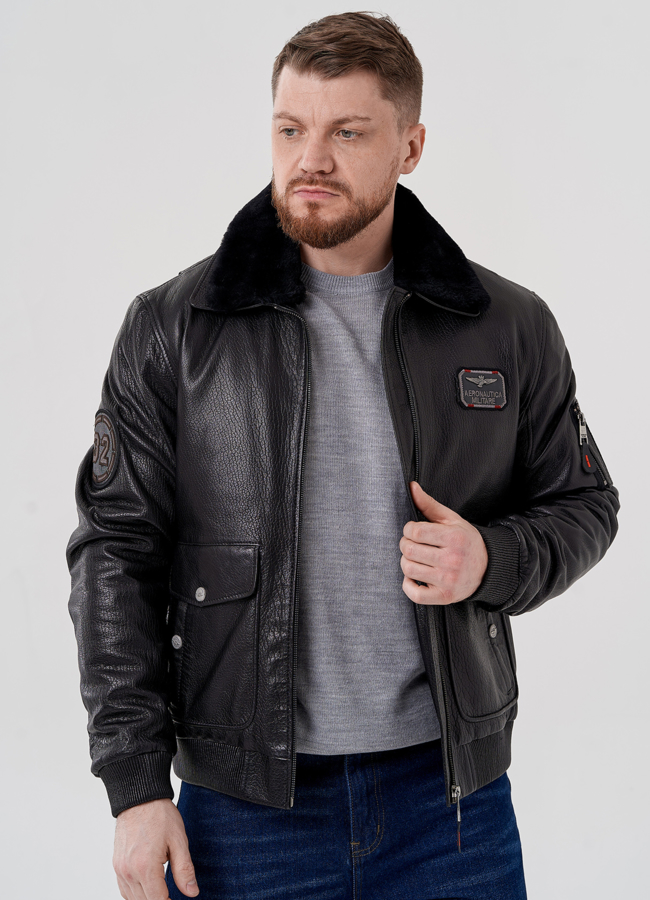 фото Мужская куртка - пилот из натуральной кожи модель № 24396