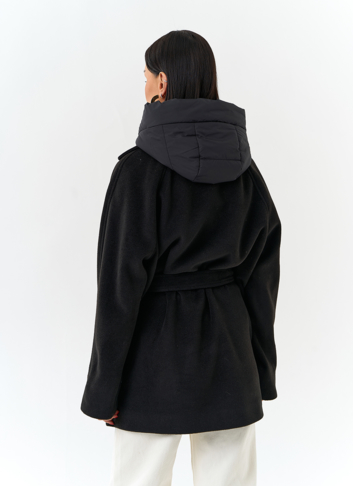 Женское пальто со съемный капюшоном