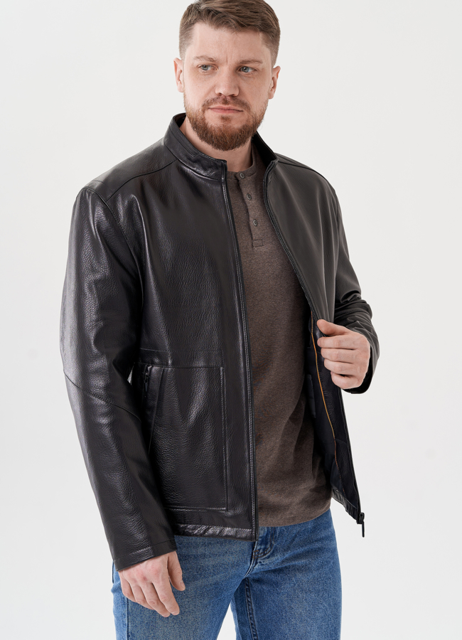 фото Мужская кожаная куртка  модель № 24436