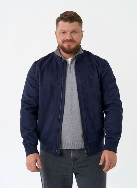 Мужская куртка бомбер из эко замши