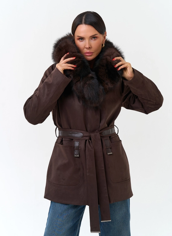 Женская куртка из эко замши фото