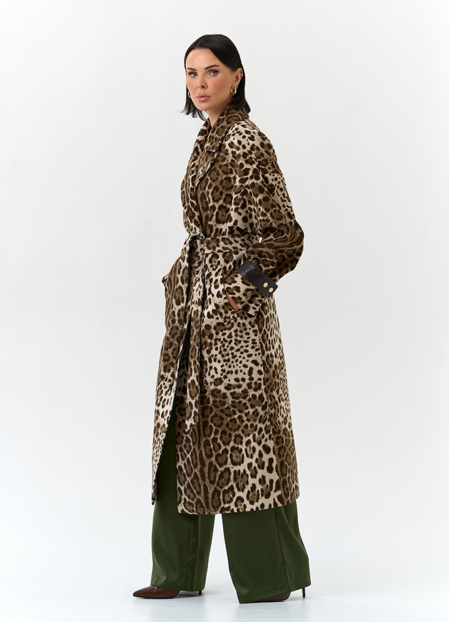 Женское пальто с анималистическим принтом модель № 32555 в рассрочку