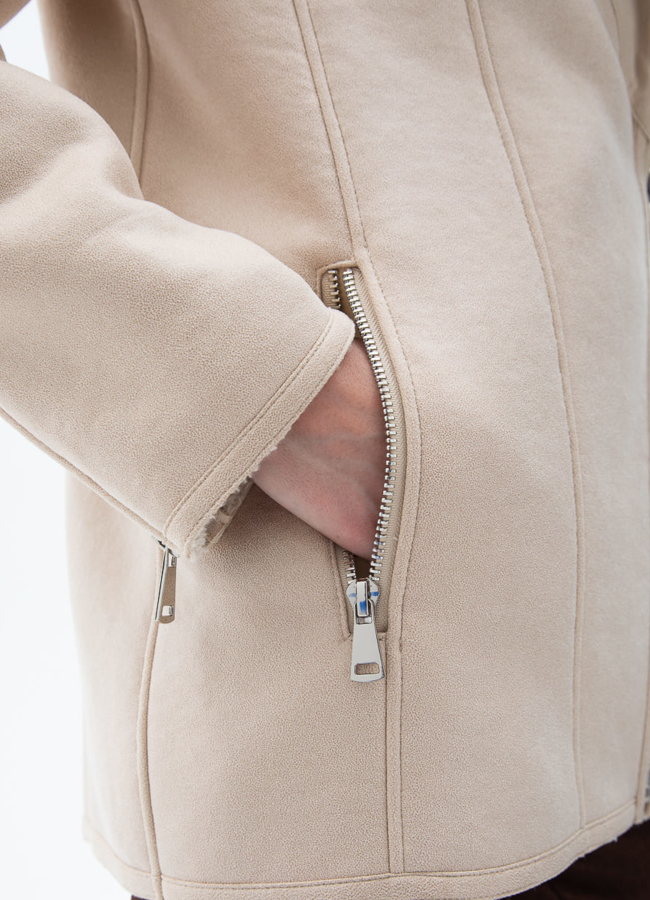 Женская дубленка из эко кожи с отделкой из эко меха модель № 32026 универмаг малина