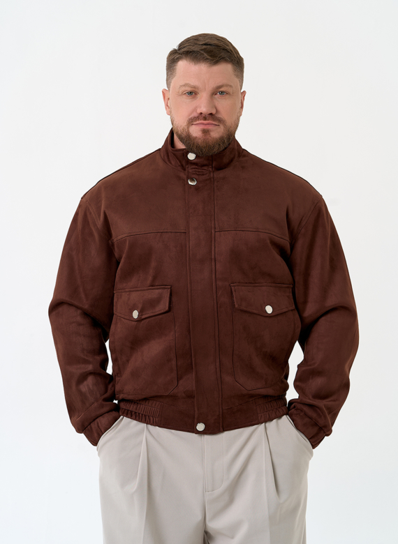Мужская куртка бомбер из эко замши