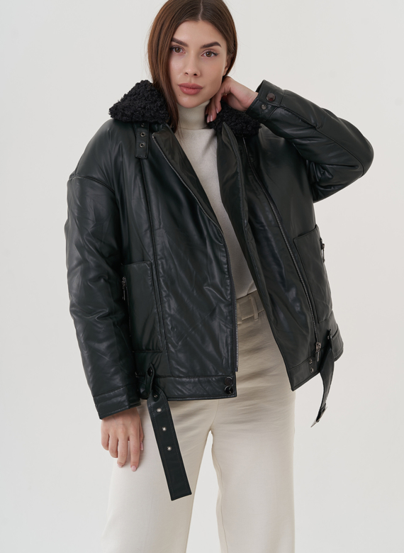 Косуха утепленная из экокожи с отделкой из экомеха