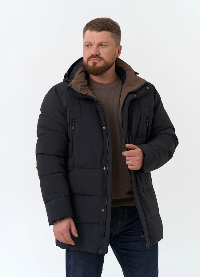 Мужской пуховик с капюшоном  модель № 34072 универмаг малина фото