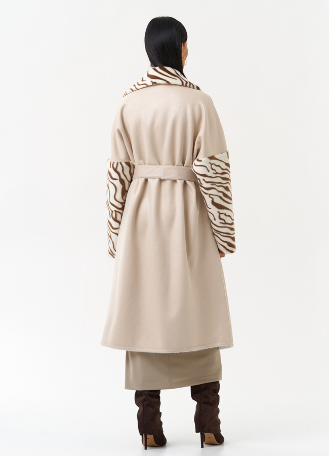 Двухстороннее пальто из эко замши с английским воротником модель № 29979 в кредит