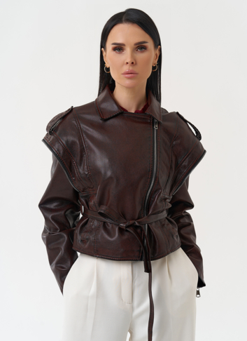 Куртка женская из эко кожи в стиле ретро