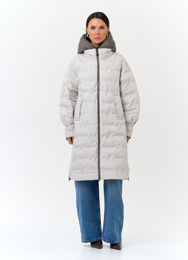 Женское утепленное пальто с капюшоном модель № 32797 в рассрочку