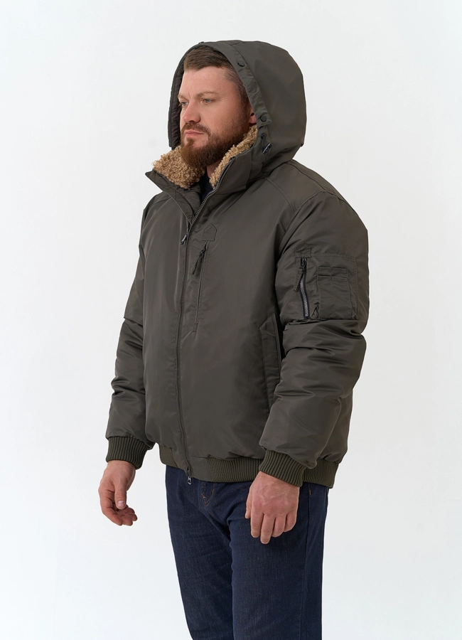 Мужская куртка бомбер с капюшоном модель № 34063 универмаг малина фото
