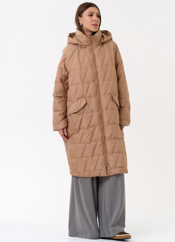 Женское свободное пальто с капюшоном