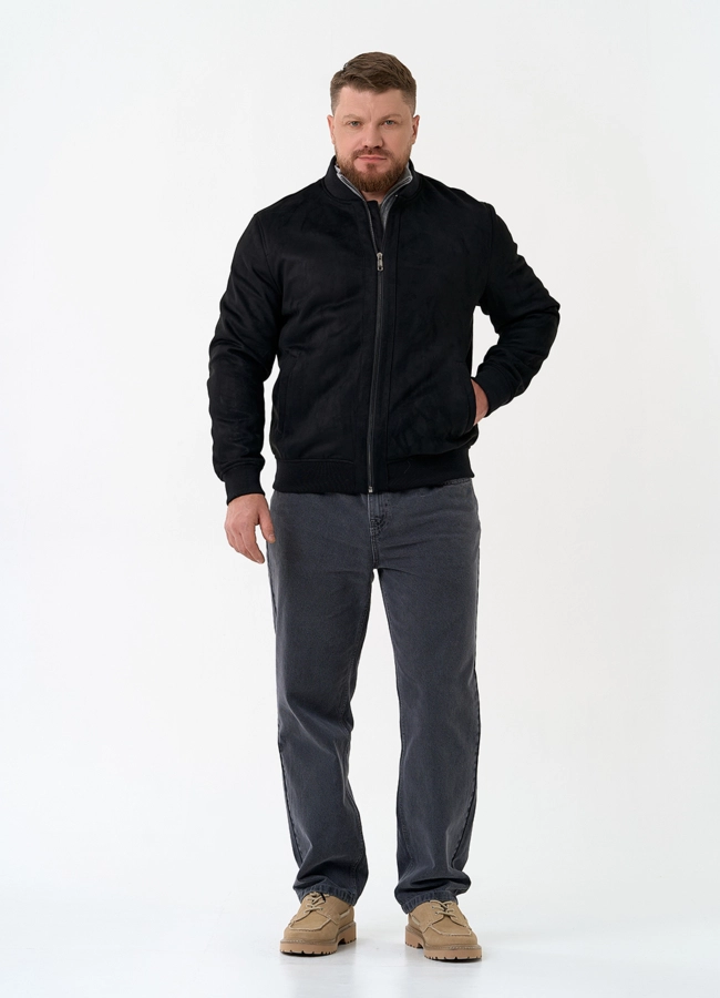 фото Мужская куртка бомбер из эко замши модель № 30293