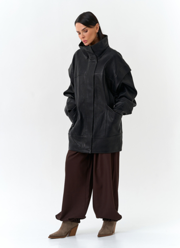 Женская куртка из натуральной кожи со съемными рукавами