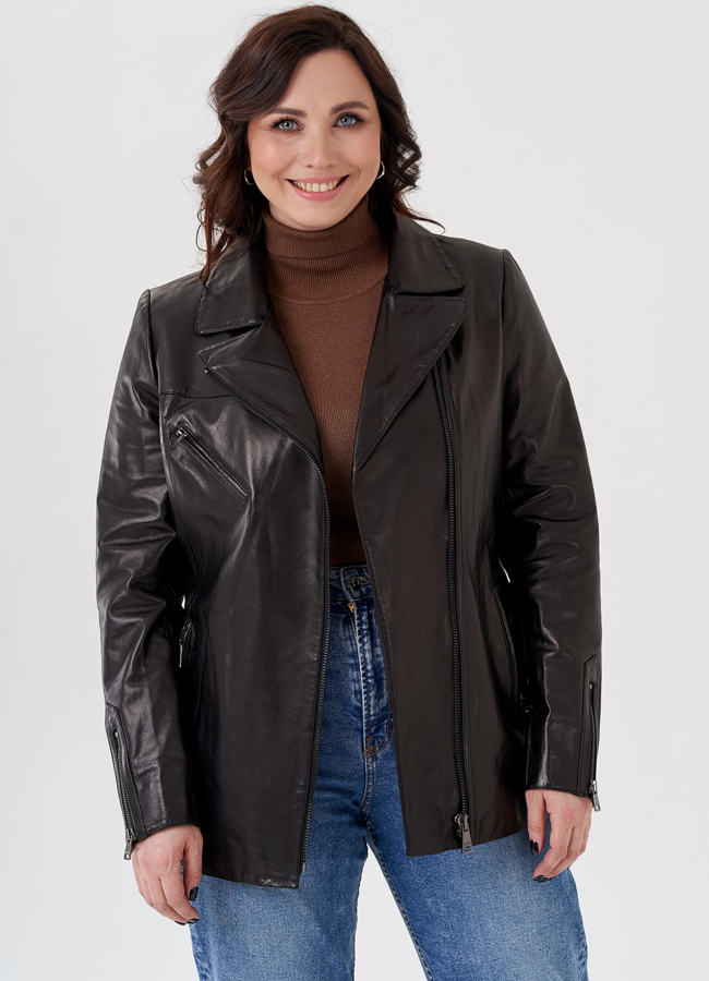 Женская кожаная куртка с поясом модель № 24093 универмаг малина