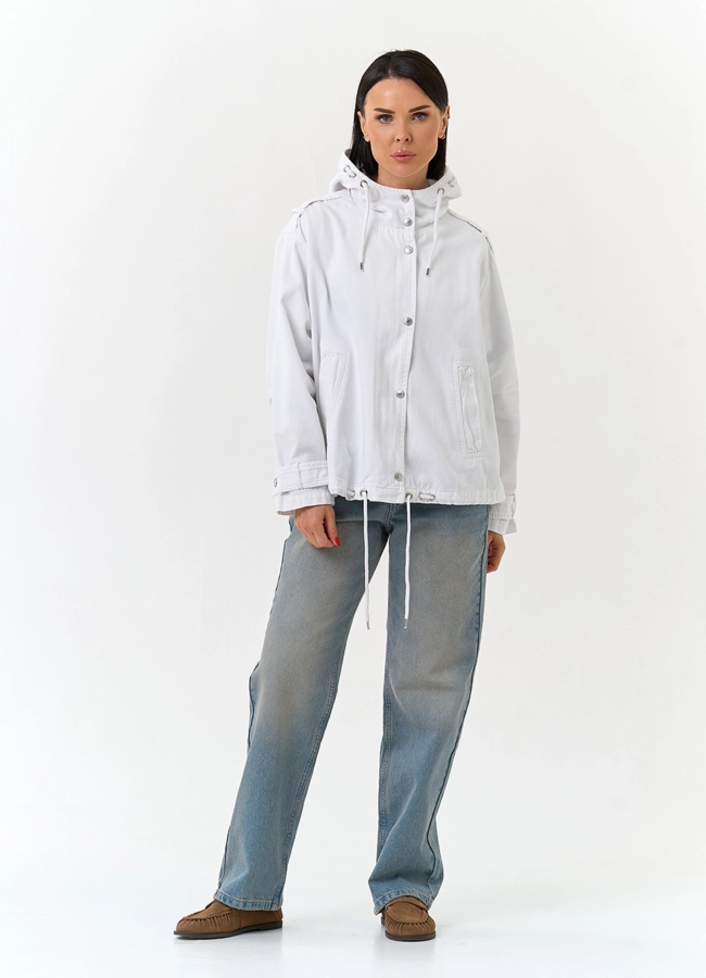 Женская джинсовая куртка с капюшоном модель № 33124 в кредит