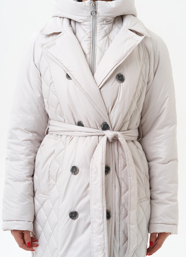 Женское утепленное пальто со съемным капюшоном модель № 30091 универмаг малина