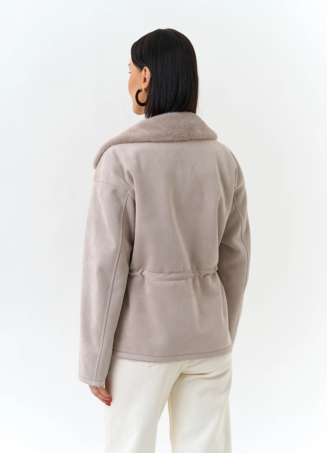 фото Женская дубленка из эко замши модель № 32694
