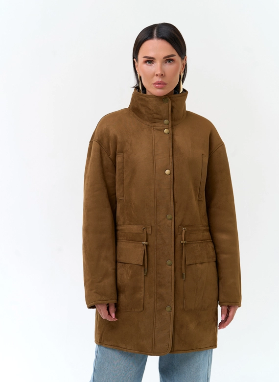 Женская дубленка из эко замши