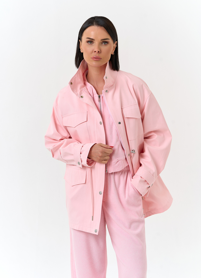 Женская ветровка с воротником стойкой модель № 33089 меха малина