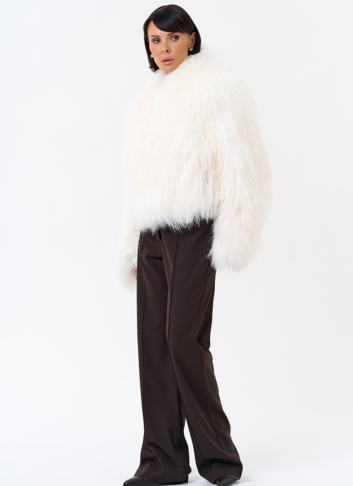 Белая шуба из ламы