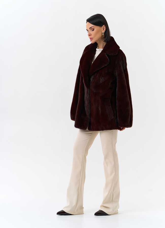 Женская шуба из скандинавской норки с английским воротником модель № 32047 в рассрочку