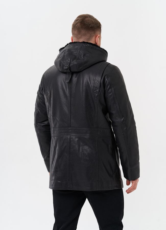 Мужская дубленка черного цвета  модель № 29050 универмаг малина