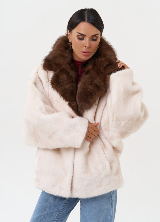 Женская куртка из эко меха модель № 31250 меха малина