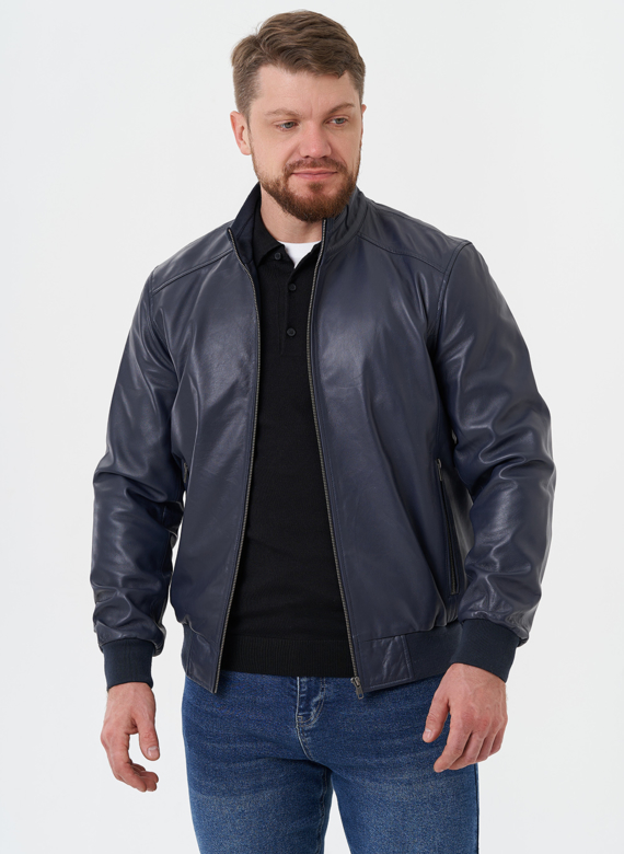 Мужская кожаная куртка "бомбер"