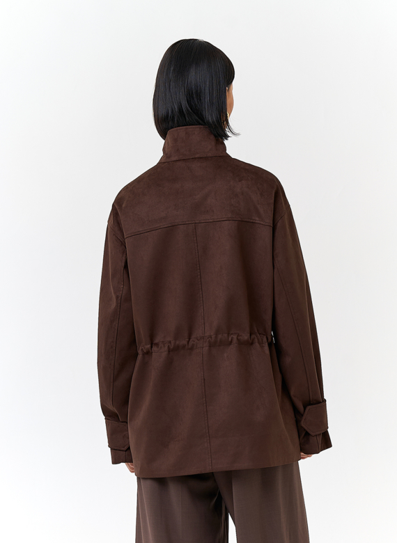 Женская куртка парка из эко замши 