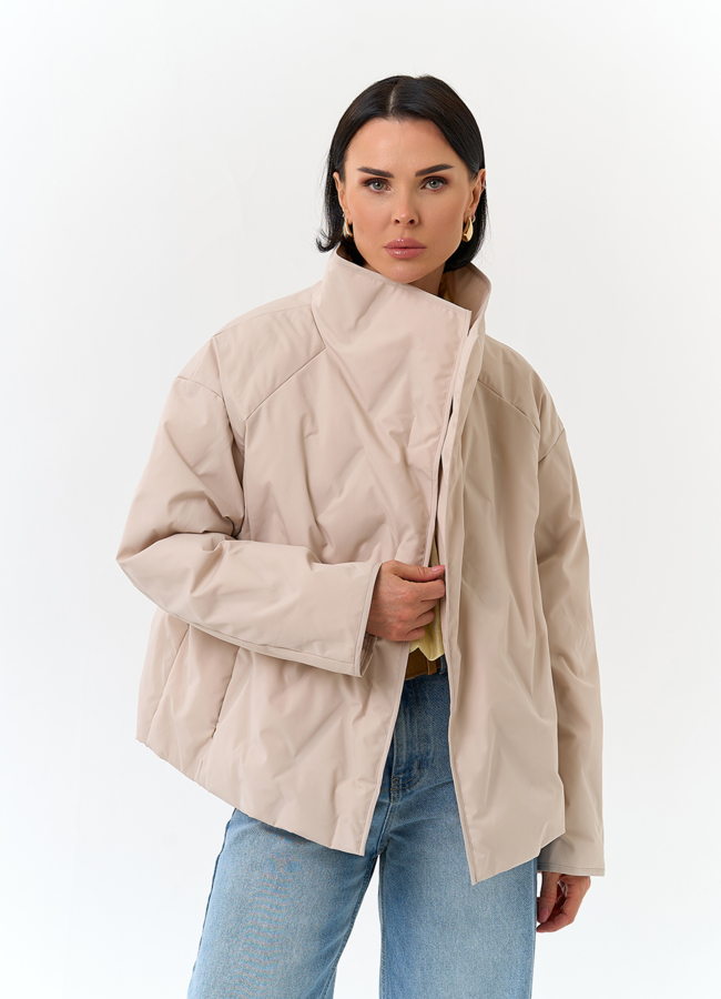 Женская куртка с воротником стойкой модель № 32836 меха малина