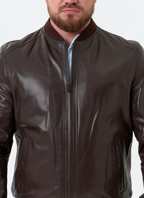 Мужская куртка бомбер из натуральной кожи