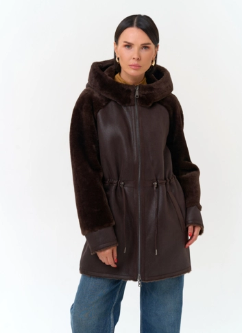 Женская дубленка из эко замши