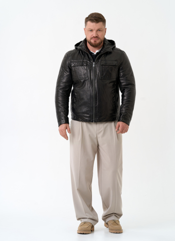 Мужская утепленная куртка из натуральной кожи