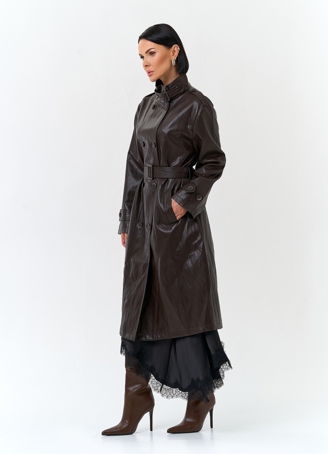 фото Женский плащ из эко кожи модель № 32849