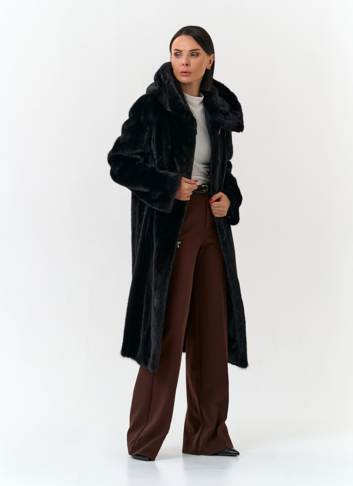 Шуба из меха норки с капюшоном