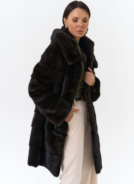 Норковая шуба с капюшоном