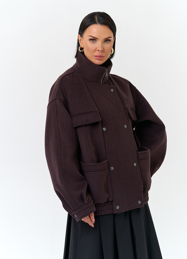 Женское укороченное пальто бомбер модель № 32800 в кредит