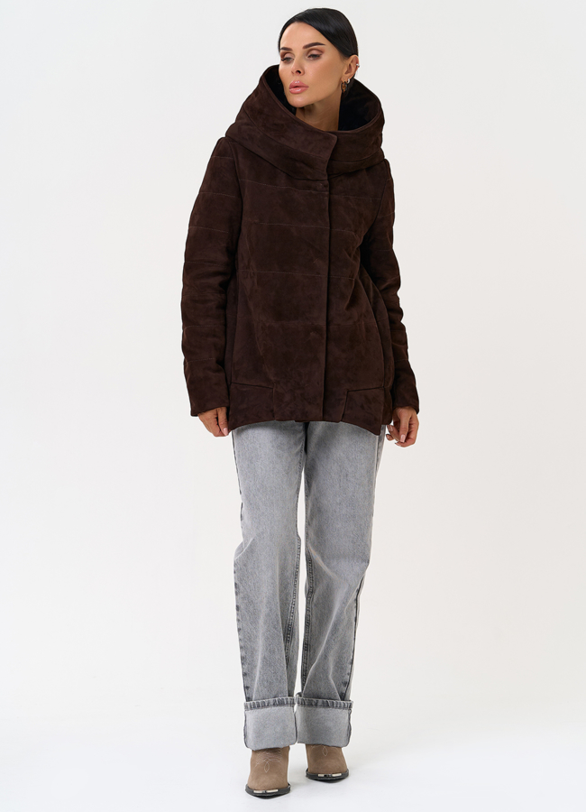 фото Куртка с капюшоном из натуральной замши модель № 31364