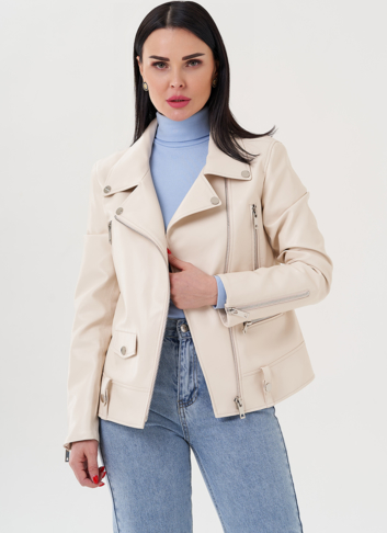 Светлая куртка косуха из эко кожи