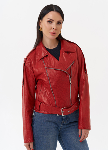 Красная куртка из натуральной кожи