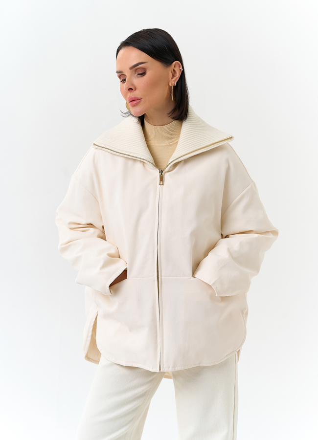 Женская двухсторонняя куртка с высоким воротником модель № 32664 универмаг малина