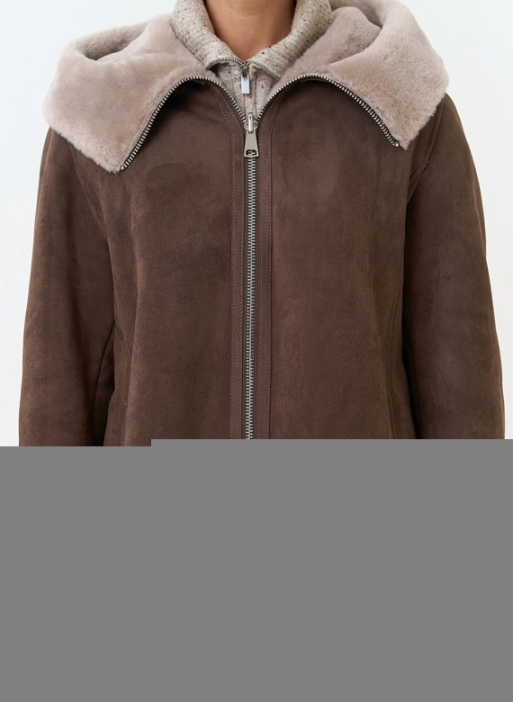 Женская дубленка из эко замши фото