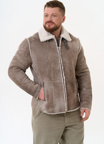 Светлая мужская дубленка