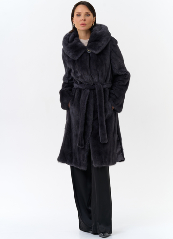 Норковая шуба с поясом